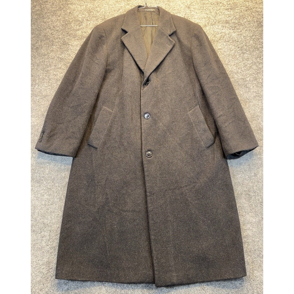 Andrew Fezza Men's 42S Cashmere Blend Black Overcoat Topcoat Wool Dress Coat